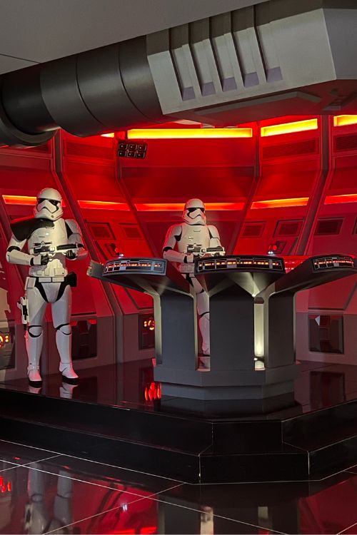 two stormtroopers standing guard in the first order ship