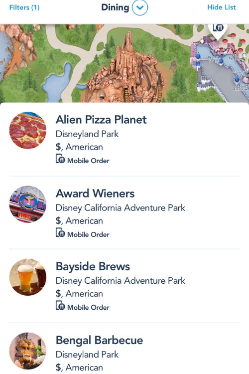 disneyland dining options available for disney mobile order