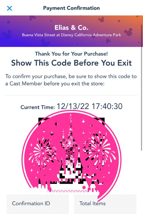 Disneyland mobile checkout elias & co qr code