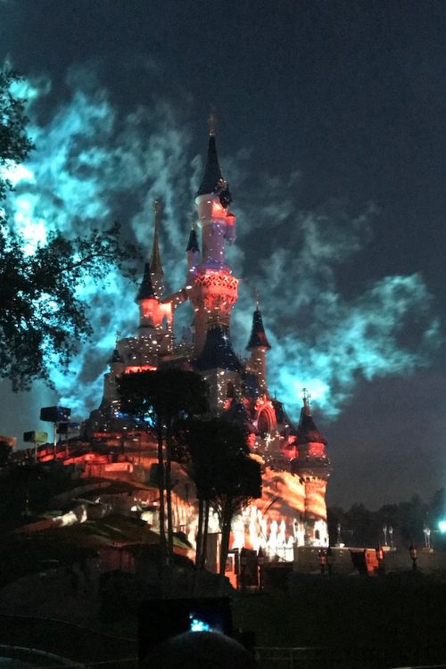 Disneyland Paris castle at night