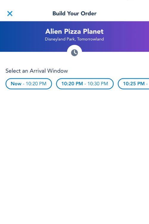 Disney mobile app mobile order arrival window
