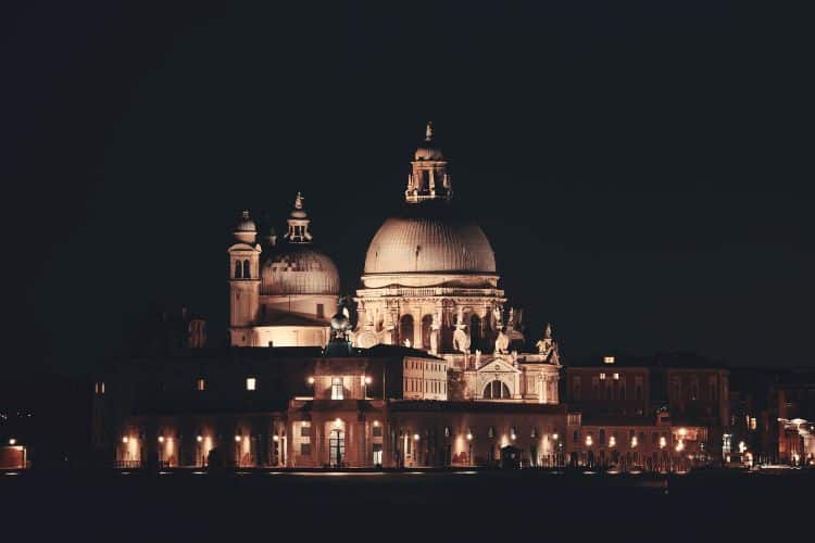 venice at night view of church