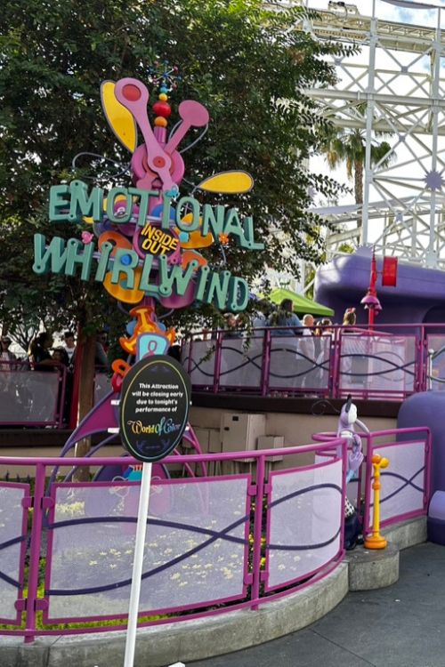 Emotional Whirlwind inside out ride at Disney California