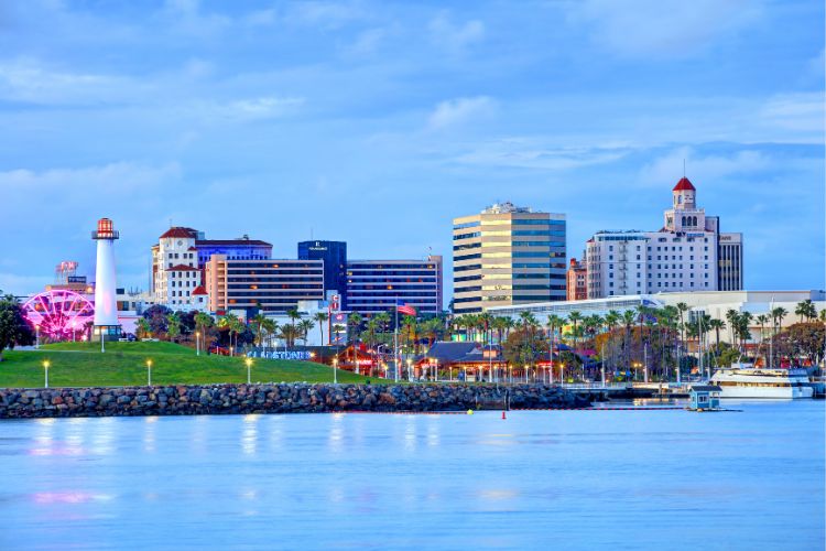 Waterfront view of Long Beach California which is very close to Disneyland resort