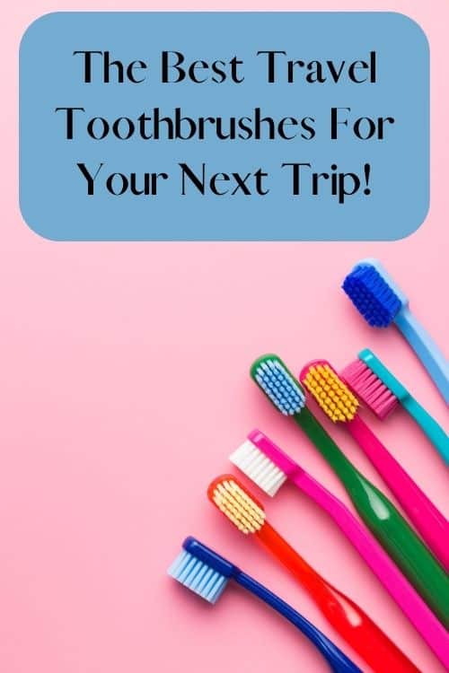travel toothbrushes with pink background