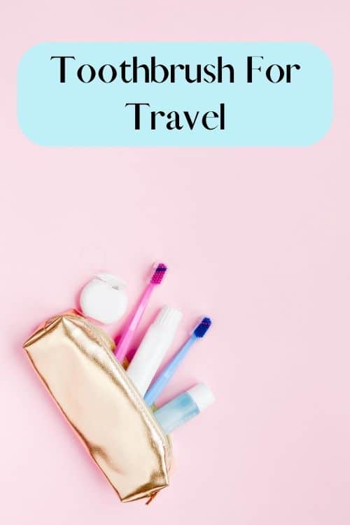 Toothbrushes in cosmetic bag for travel 
